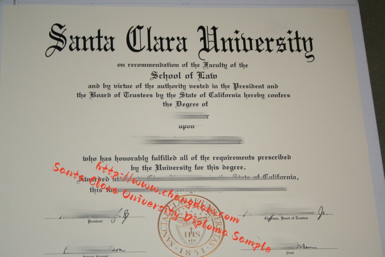 Santa Clara University Diploma Sample