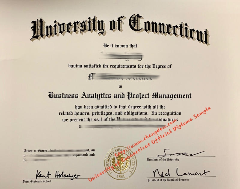 University of Connecticut official diploma sample USA