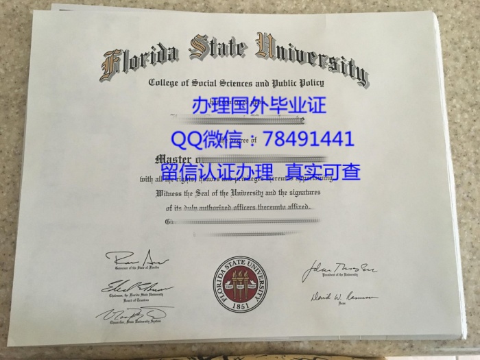 Florida State University Diploma Sample FSU Bachelor's and Master's Degree Certificate Florida State University  Graduate Certificate